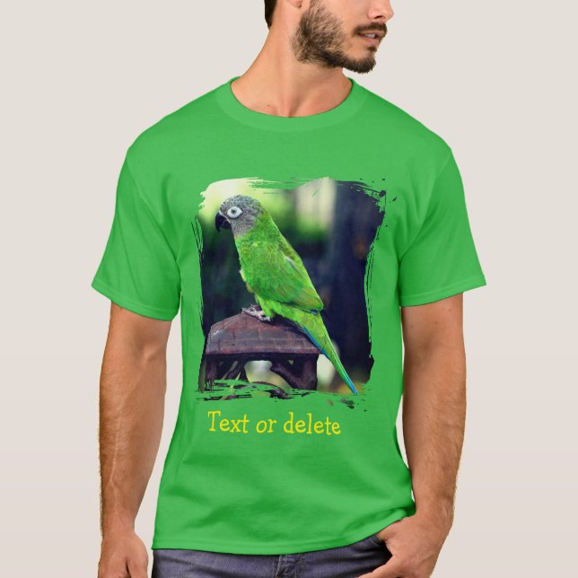 Camiseta Conure Papagaio Cabeça Escura Personalizado (Frente)