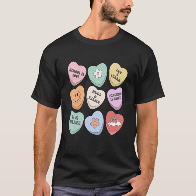 Camiseta Conversation Hearts Groovy Valentines Day Cute Tea (Frente)