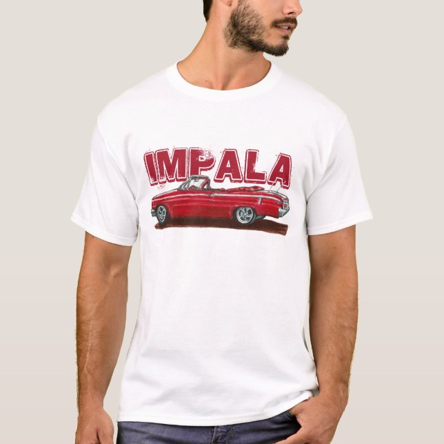Camiseta Conversível de Impala Vermelho 1962 (Frente)