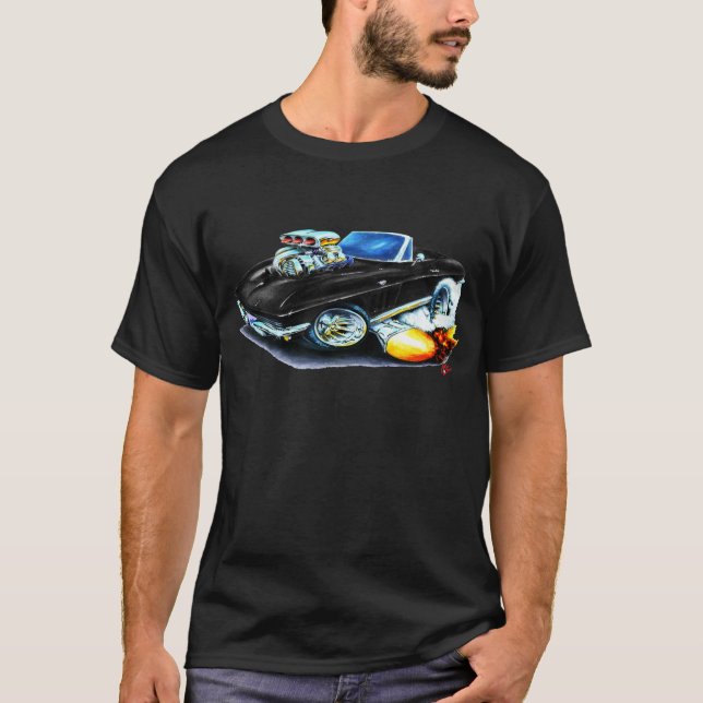 Camiseta Convertible 1965 preto de Corveta (Frente)