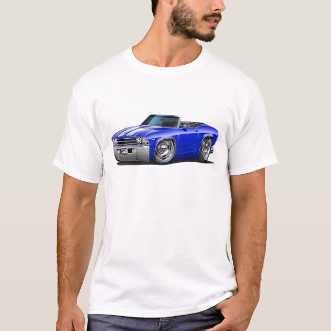 Camiseta Convertible 1969 Azul-Branco de Chevelle (Frente)