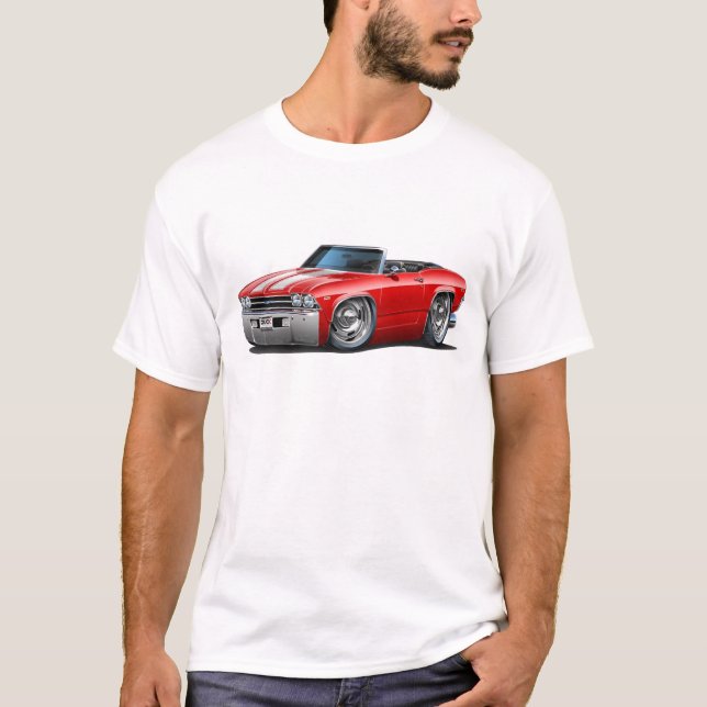 Camiseta Convertible 1969 Vermelho-Branco de Chevelle (Frente)