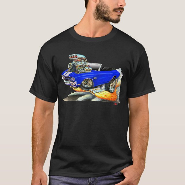 Camiseta Convertible 1970 Azul-Branco de Chevelle (Frente)