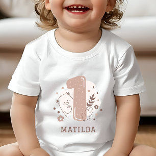 Camiseta Convite de 1º aniversário do Ursinho Fofo