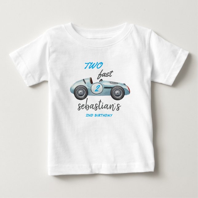 Camiseta Convite de 2º Aniversário de Dois Carros de Corrid (Frente)