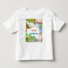 Camiseta Convite de Aniversário de 3 anos de Dinossauro Men