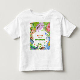 Camiseta Convite de Aniversário de 4 anos de Dinossauro Men