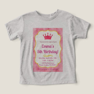 Camiseta Convite de Aniversário para Coroa Rosa   zazzlemad