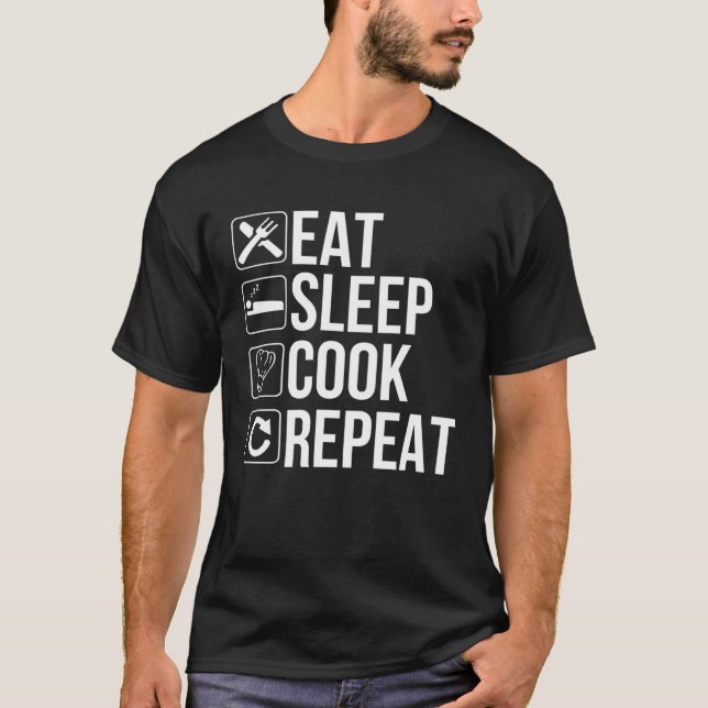 Camiseta Cooker Coma Repetição do Cook do Sono (Frente)