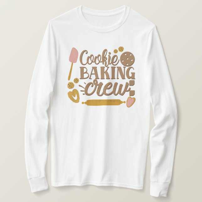Camiseta Cookie Baking Crew Cozinhar Utensils Natal (Frente do Design)