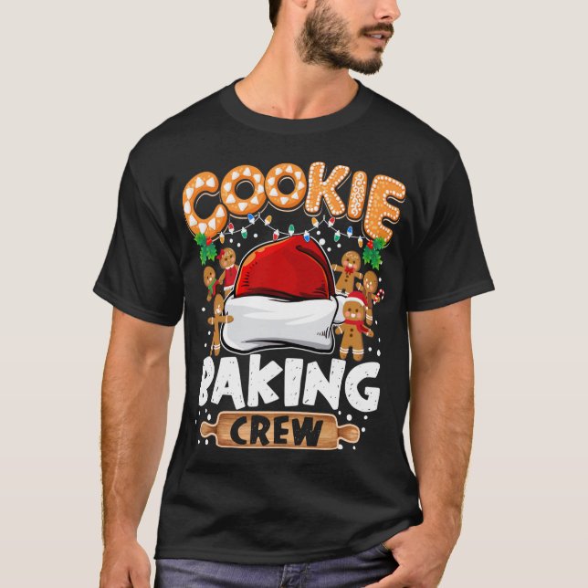 Camiseta Cookie Baking Crew Engraçado Luzes de Natal Ginger (Frente)