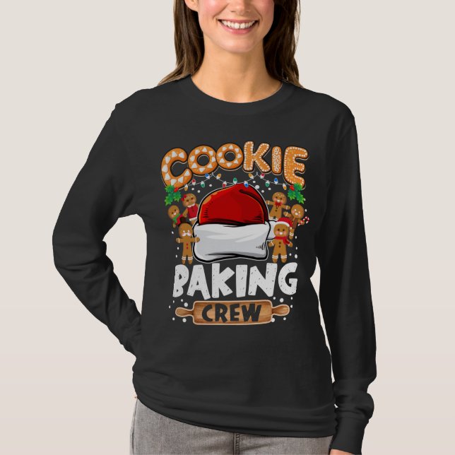 Camiseta Cookie Baking Crew Engraçado Luzes de Natal Ginger (Frente)