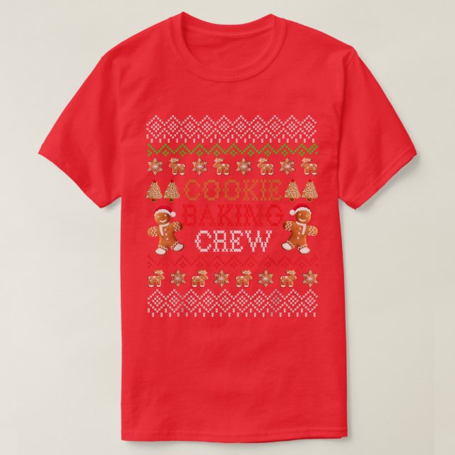 Camiseta Cookie Baking Crew Família Natal Gingerpão T (Frente do Design)