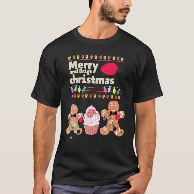 Camiseta Cookie Baking Crew Feliz E Bright Funn De Natal (Frente)