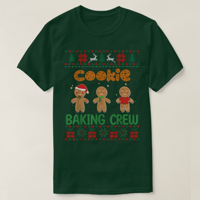 Camiseta Cookie Baking Crew Gingerbread Cute Ugly Christmas (Frente do Design)