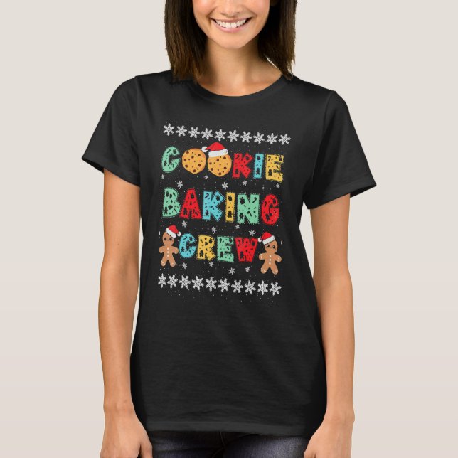 Camiseta Cookie Baking Crew Gingerbread Men With Xmas Hats  (Frente)