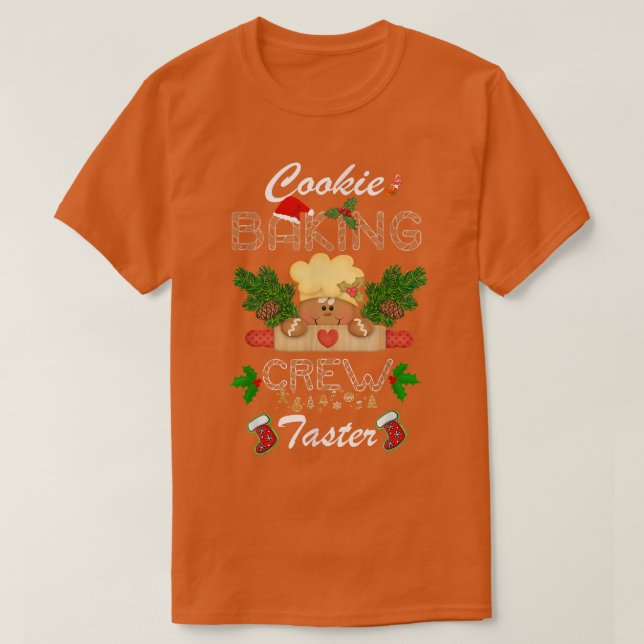 Camiseta Cookie Baking Crew Taster Gingerbird Mães de Natal (Frente do Design)