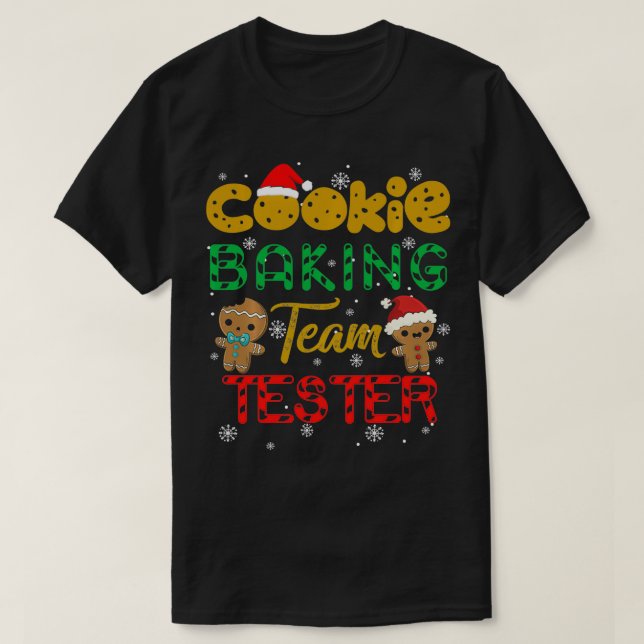 Camiseta Cookie Baking Team Tester Gingerpão Natal (Frente do Design)