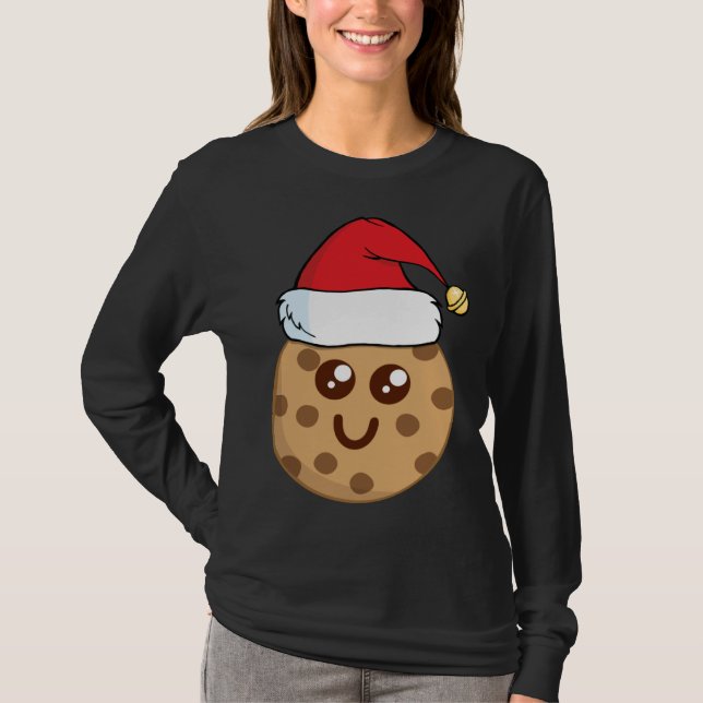 Camiseta Cookie For Santa Cute Wearing a Santa Hat (Frente)