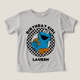 Camiseta Cookie Monster Checkered Birthday Girl
