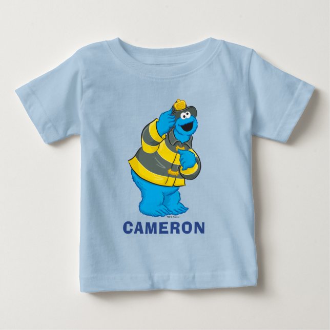 Camiseta Cookie Monster | Fantasia de Bombeiro (Frente)