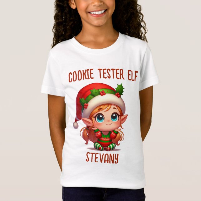 Camiseta Cookie tester elf familia correspondente ao nome d (Frente)