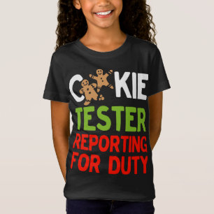 Camiseta Cookie Tester reportando para o Duty Cute Christma