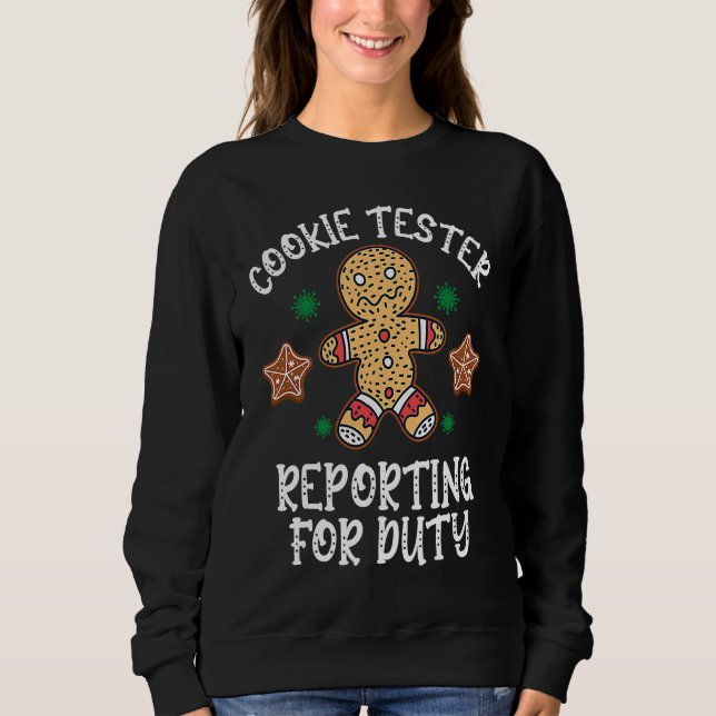 Camiseta Cookie Tester Reporting For Duty Kids Gingerbread (Frente)
