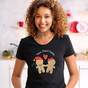 Camiseta Cookies De Amor Com Paz De Garota De Pão Feriado