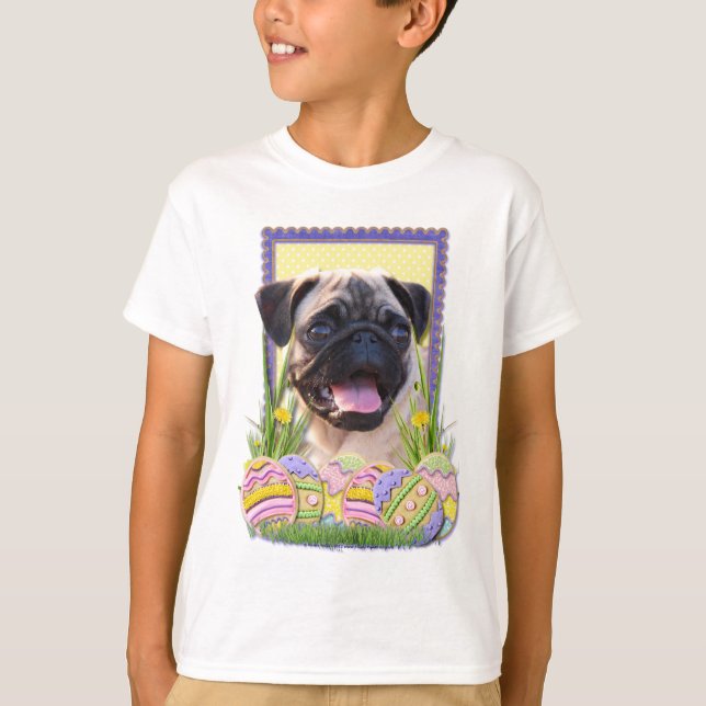 Camiseta Cookies de Ovos de Páscoa - Pug (Frente)