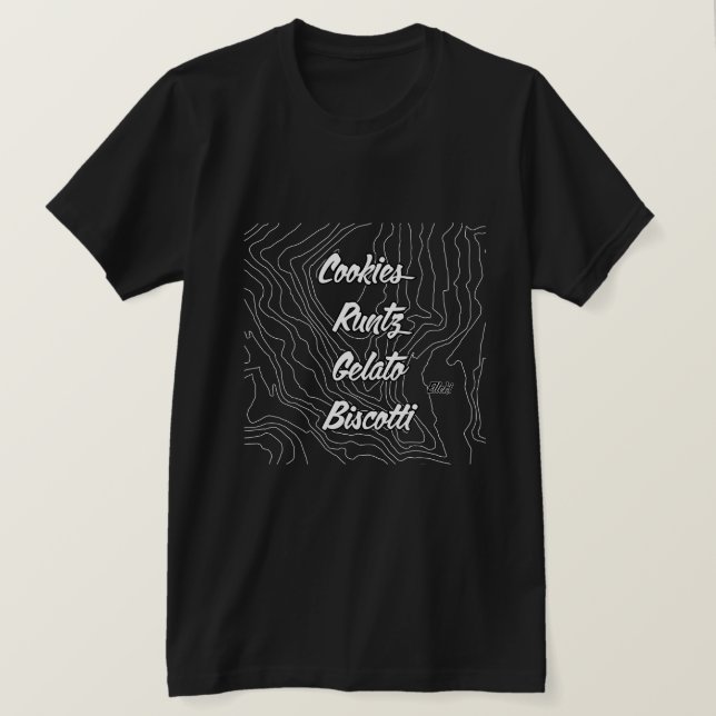 Camiseta Cookies, Runtz, Gelato e Biscotti (Frente do Design)