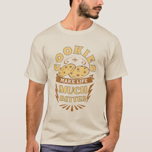 Camiseta cookies tornam a vida melhor divertido amante de c (Frente)
