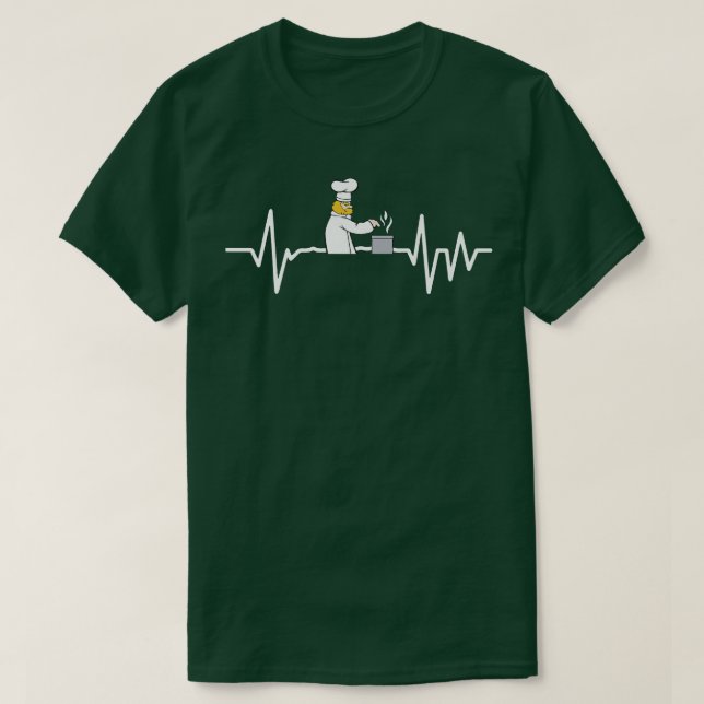 Camiseta Cooking Heartbeat Kitchen Baking Culinary Chef Foo (Frente do Design)