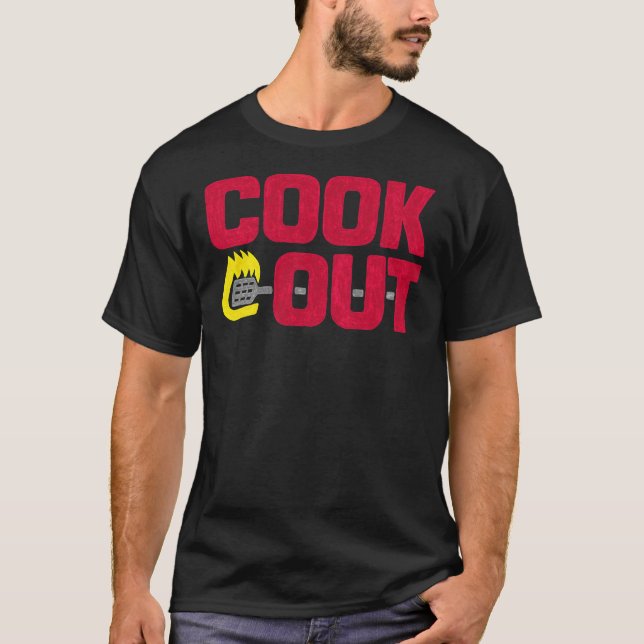 Camiseta Cookout - Textura de giz de vinheta - Cinza vermel (Frente)