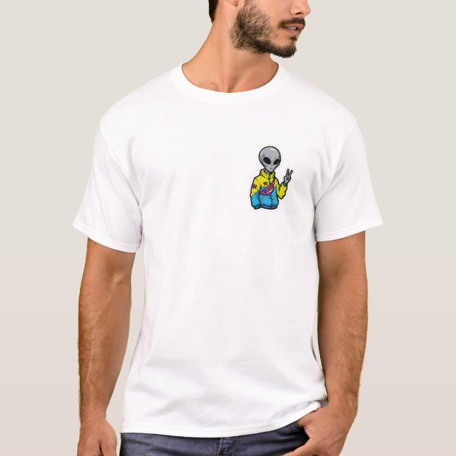 Camiseta Cool Alien Wearing 90s Streetwear Hoodie Illustrat (Frente)