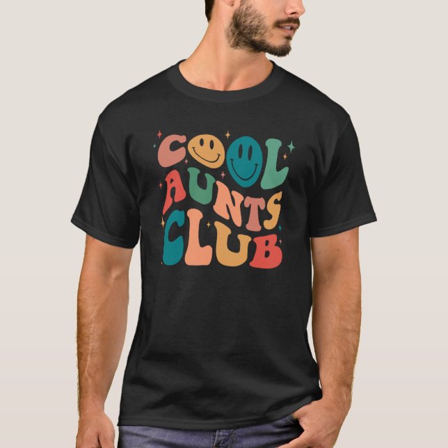 Camiseta Cool Aunt Club Groovy Retro Smile Face Cool Aunt C (Frente)