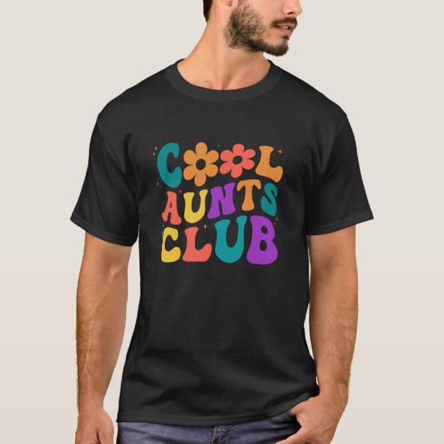 Camiseta Cool Aunts Club Groovy Retro Flower Cool Aunt Club (Frente)