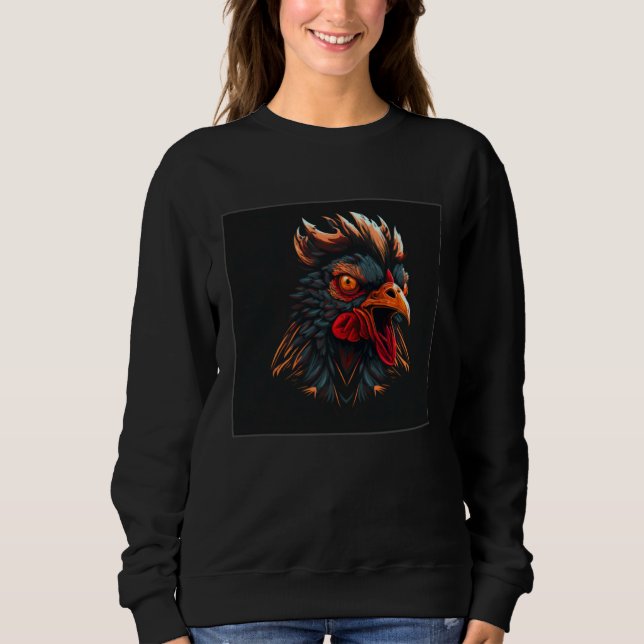 Camiseta Cool Black Chicken Illustration Rooster Minimal Wo (Frente)