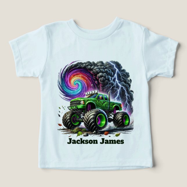 Camiseta Cool boys monster truck customizable  (Design frontal)
