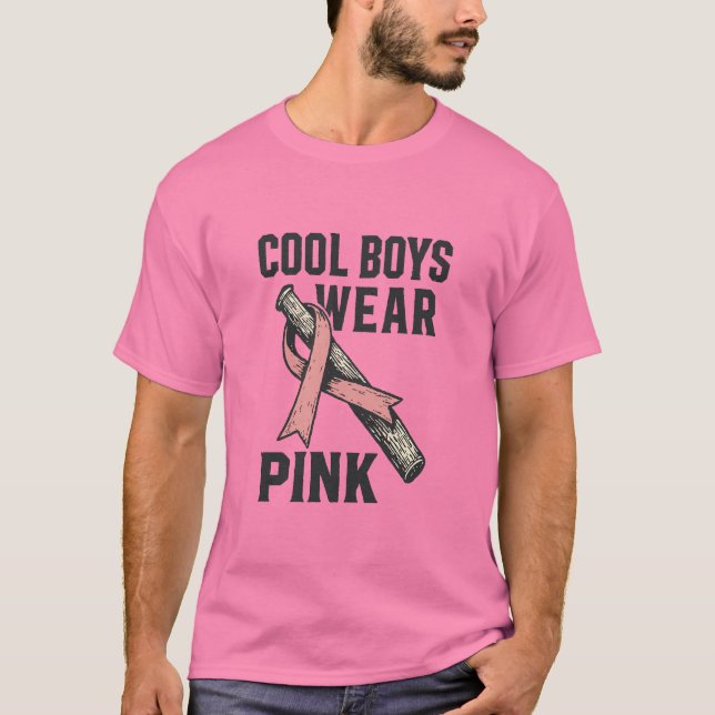 Camiseta Cool Boys Wear Pink for Cancer Solidarity (Frente)