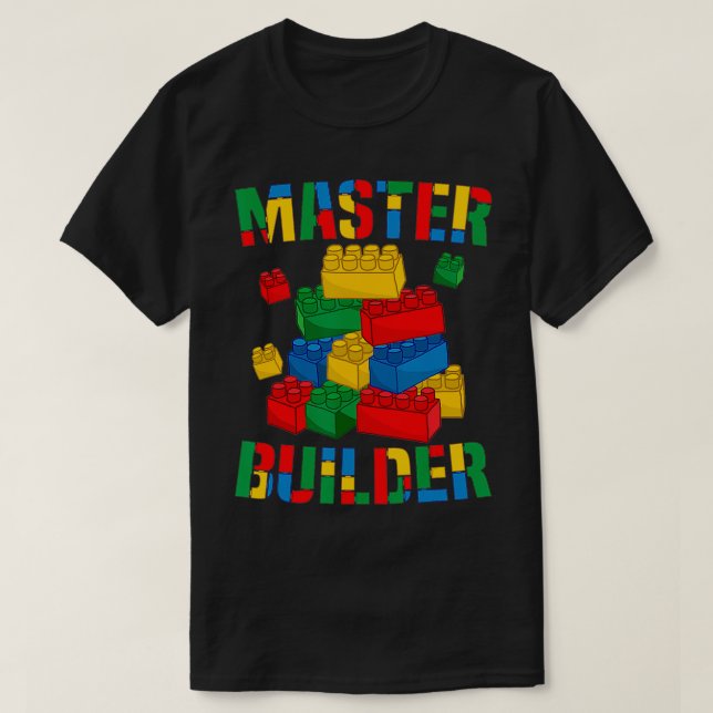 Camiseta Cool Brick Master Builder Funny Building Blocks Ki (Frente do Design)