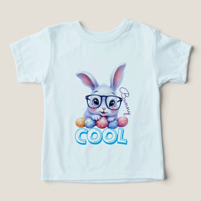 Camiseta Cool Bunny Easter Personalized Name Kids (Design frontal)