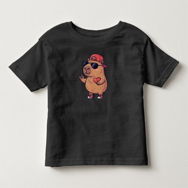 Camiseta Cool Capybara ASL I Love You Sign Valentine (Frente)