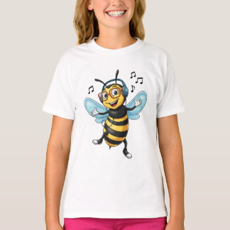 Camiseta Cool Cartoon Bee Listening to Music