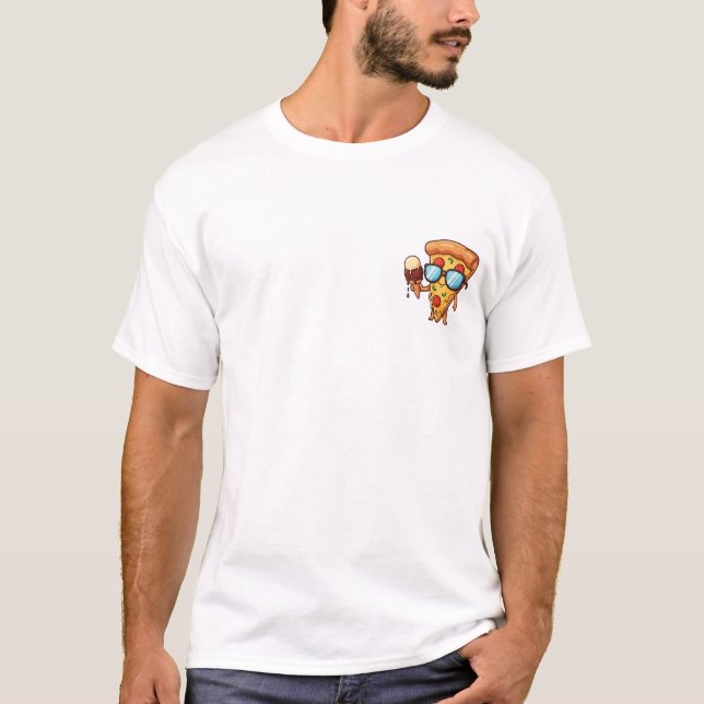 Camiseta Cool Cartoon Pizza Slice Character Wearing Sunglas (Frente)