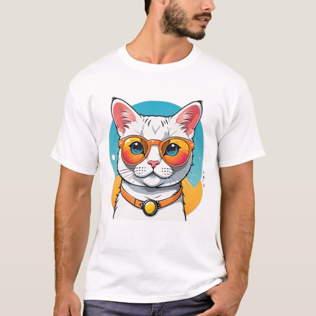 Camiseta Cool Cat in Sunglasses  (Frente)