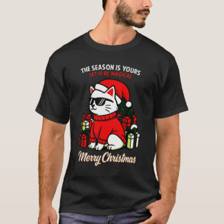 Camiseta Cool Cat Santa Shades Christmas Magical Vintage