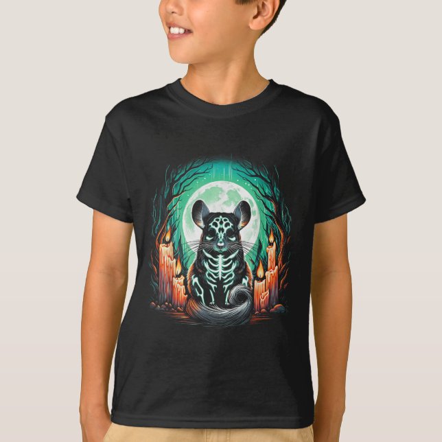 Camiseta Cool Chinchilla Skeleton Halloween Christmas Birth (Frente)