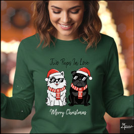 Camiseta Cool Christmas Dogs Santa Hat Scarf