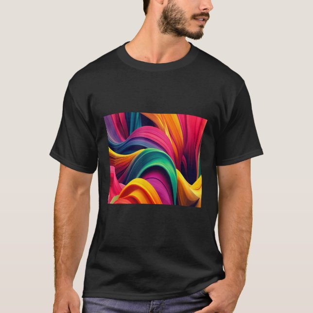 Camiseta Cool Colorful Waves Illustration  Graphic Designs (Frente)